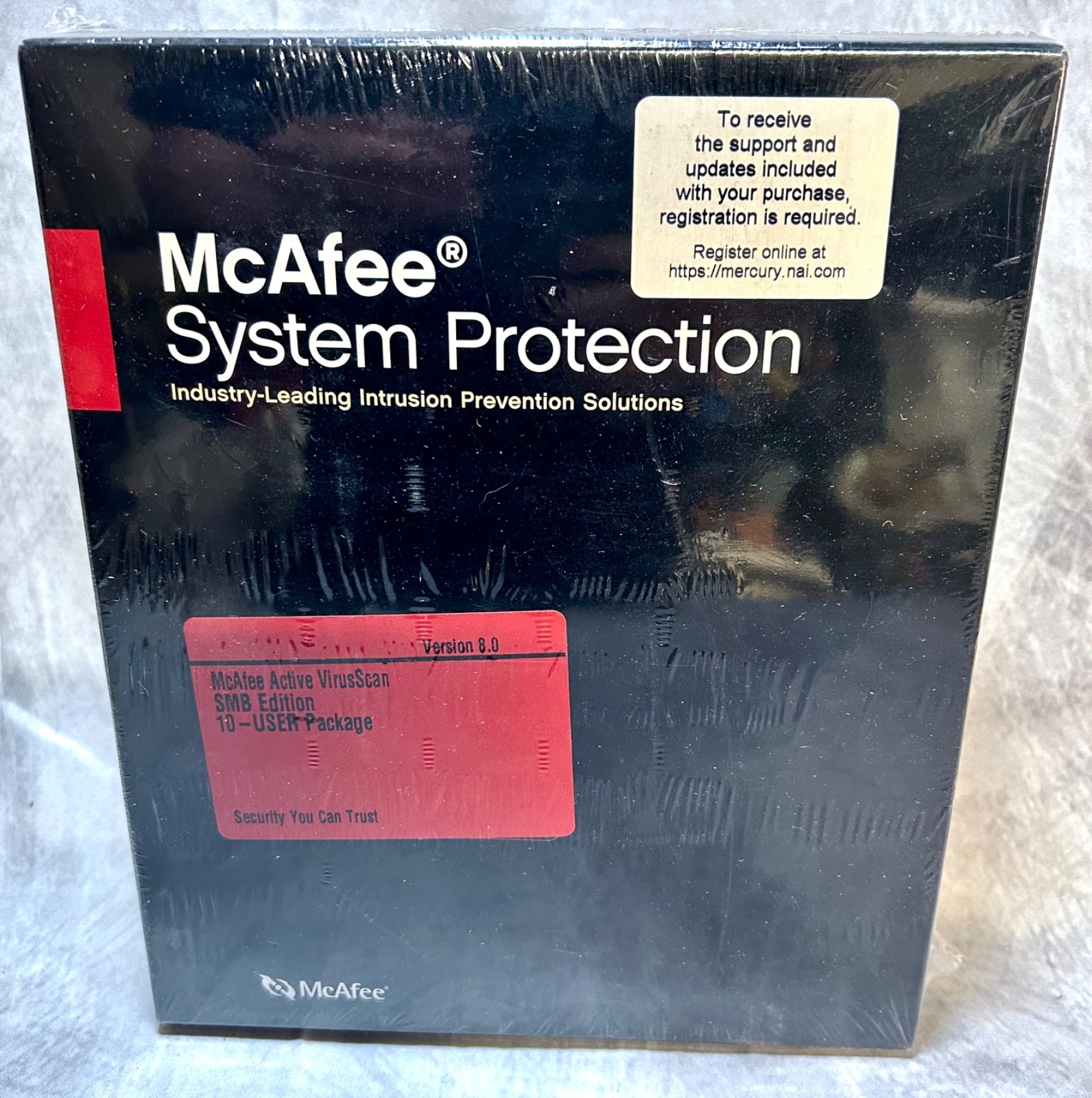 McAfee System Protection Box Active VirusScan SMB Edition V 8.0 10-User Sealed