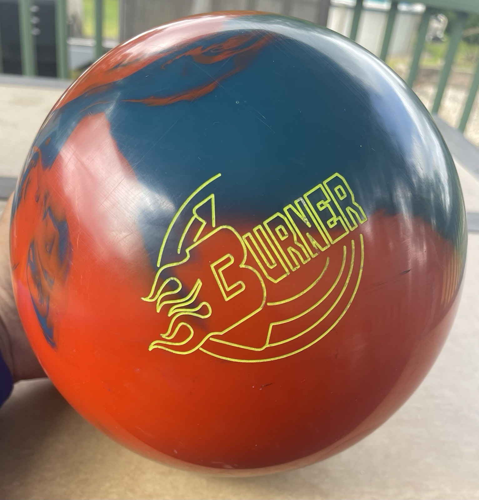 900 Global Burner Red Blue Swirl S62 Bowling Ball 15lbs Made in USA USBC Drilled