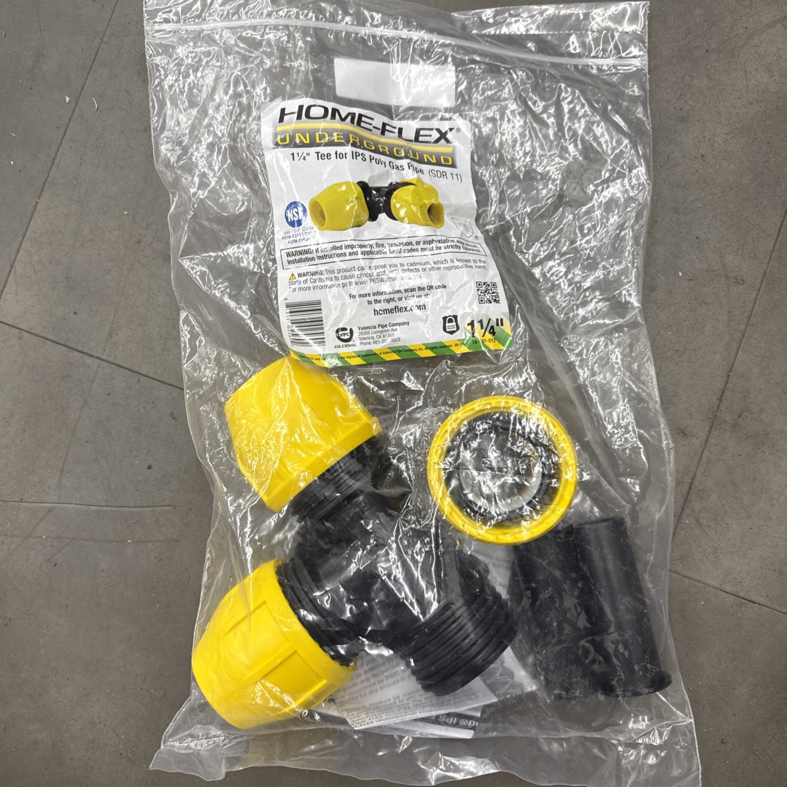 Home-Flex Underground Tee For IPS Poly Gas Pipe - 1-1/4" - SDR11 - Brand New