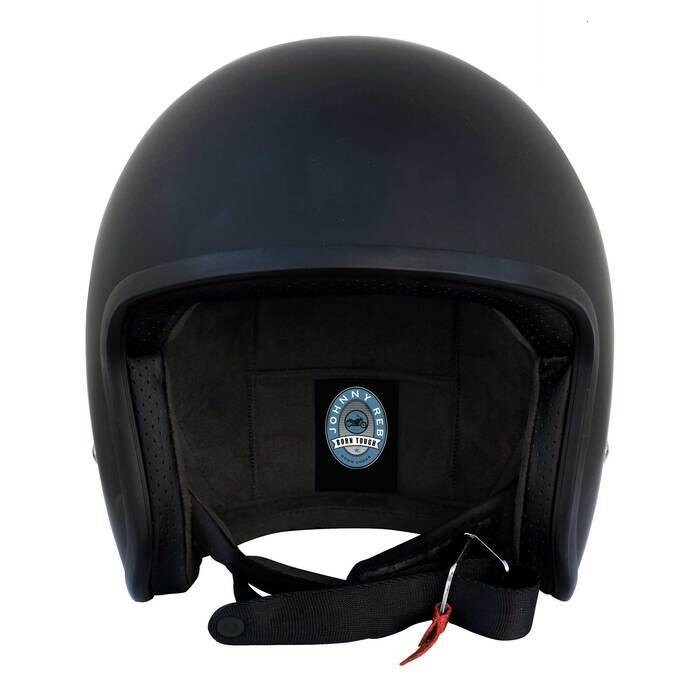 JOHNNY REB BURKE OPEN FACE LOW PROFILE MOTORCYCLE HELMET MATT BLACK ON BLACK