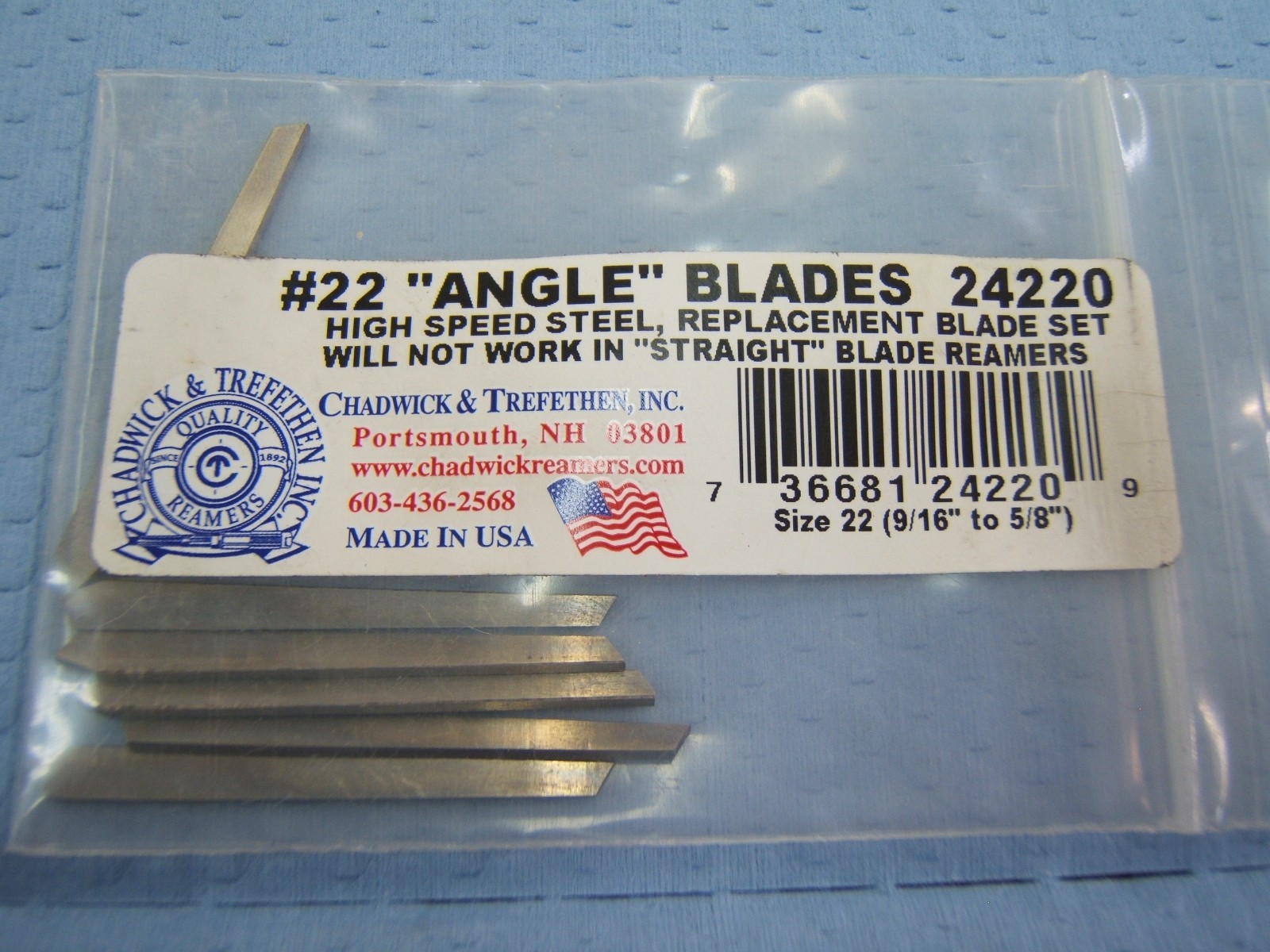 Chadwick & Trefethen 29220 #22 HSS Straight LP Adjustable Blade Reamer