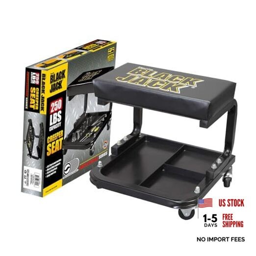 ATR7211 Blackjack Rolling Creeper Garage/Shop Seat: Large BLACK(Color Box)
