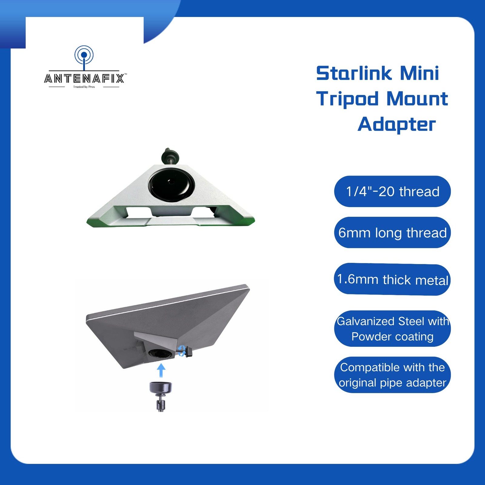 Starlink Mini Tripod Mount Adapter 1/4"-20 Threaded, Works with Original Pipe...
