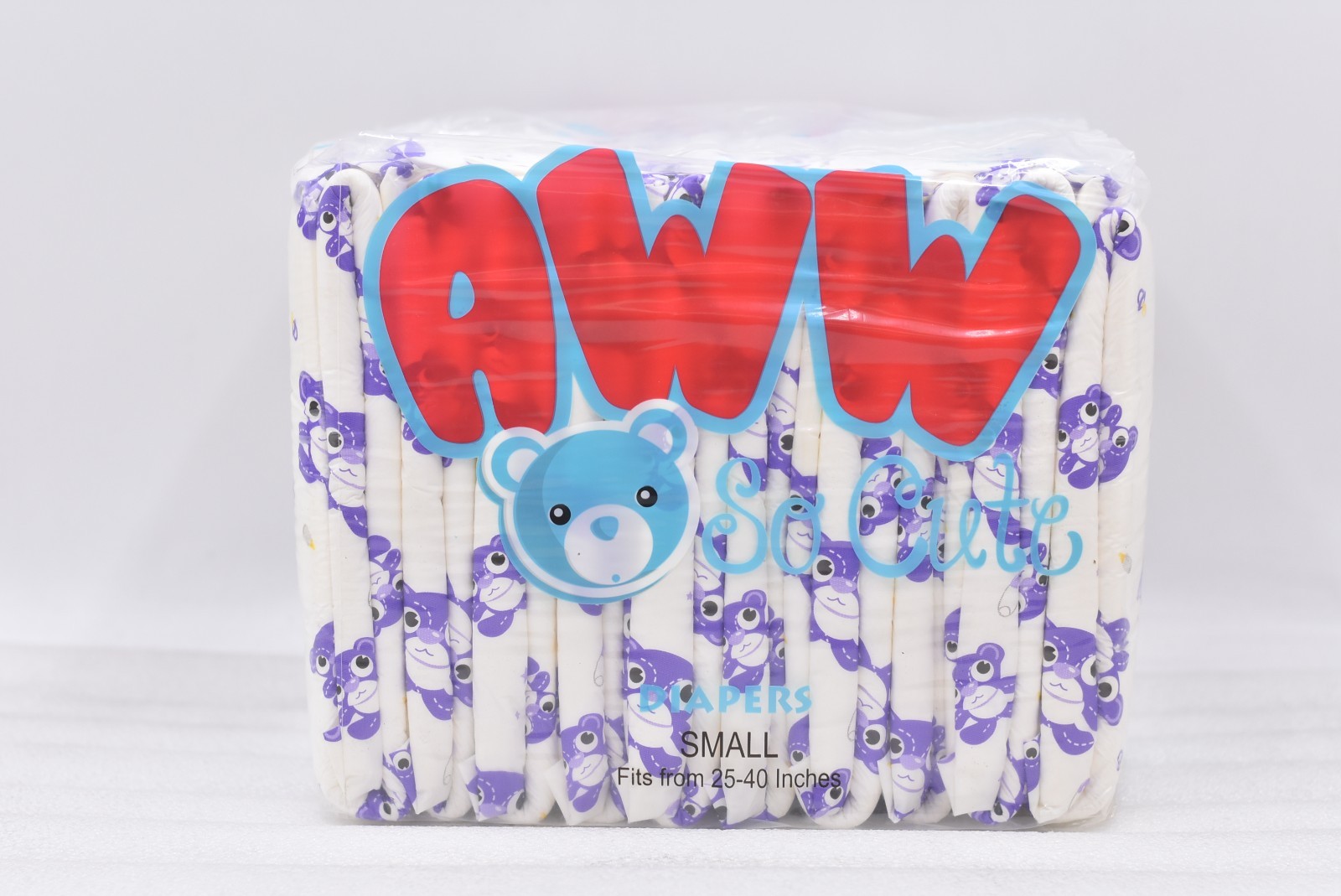 Aww So Cute Adult Fashion Diapers Purple Teddy Bears Small (25-40") 10 ct