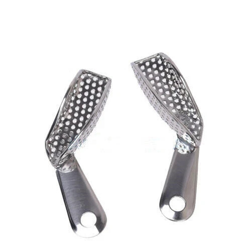 2 Pcs Autoclavable Dental Stainless Steel Partial Perforated Impression Trays