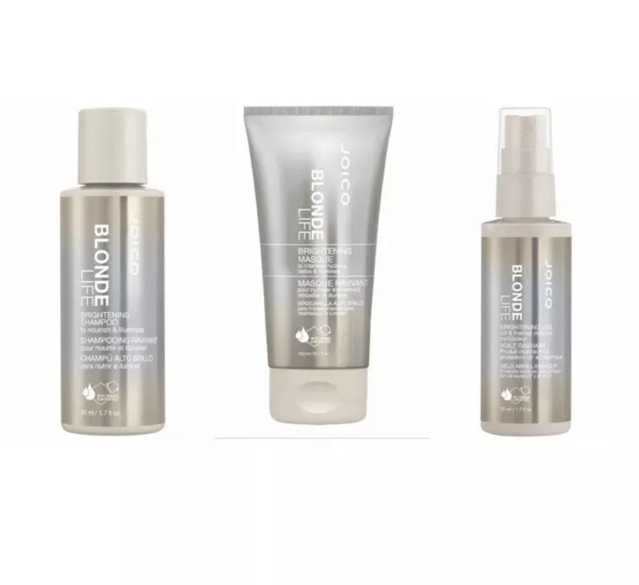 Joico Blonde Life Brightening Shampoo, Masque & Veil Set (Travel Size 1.7 Oz)