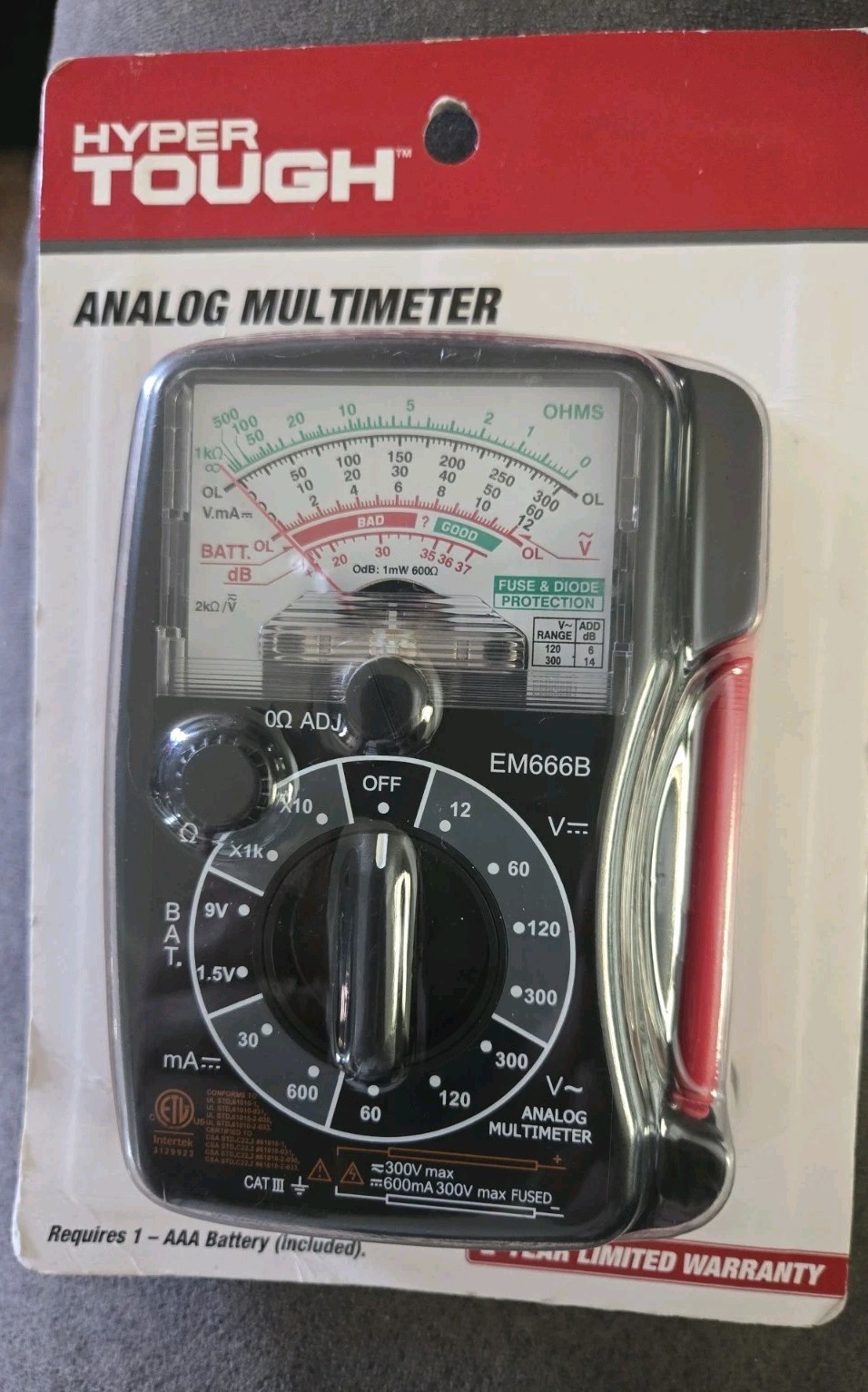 Hyper Tough Analog Multimeter NIP