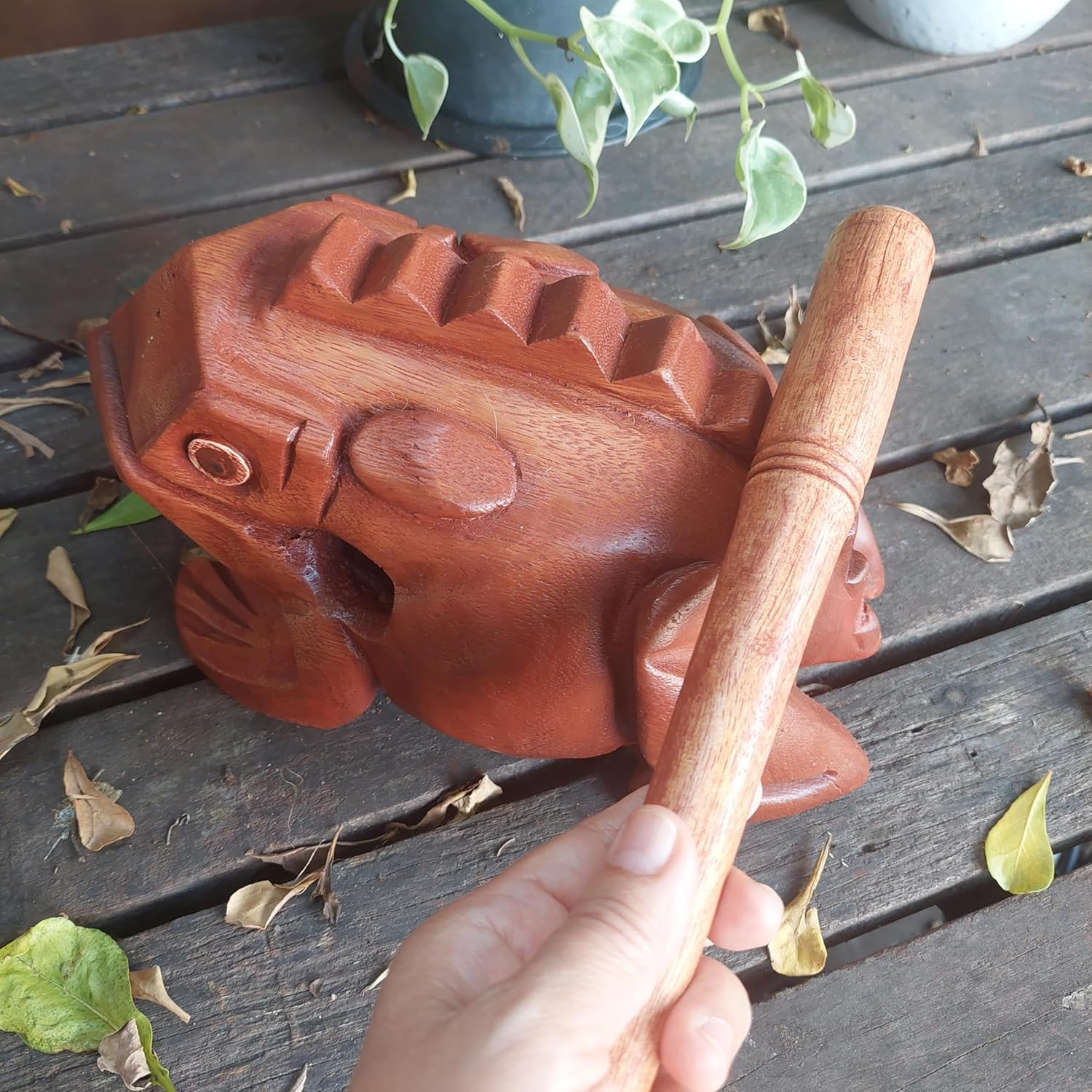 Extra Large 9" Wood Frog Guiro Rasp Percussion Instrument Tone Block Wooden Good