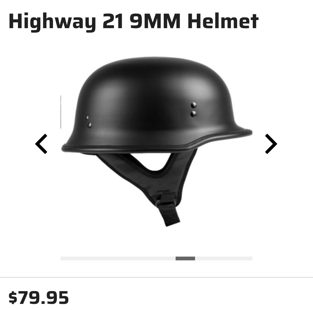 Highway 21 9MM Helmet German Style Half Head Motercycle Helmet, Size Large