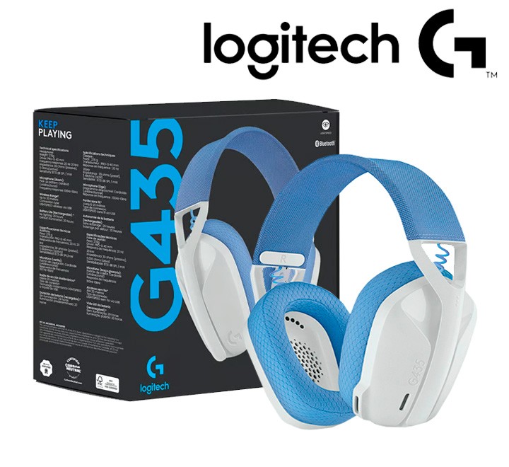 Logitech G435 Lightspeed & Bluetooth Gaming Headset White/Blue, No USB receiver