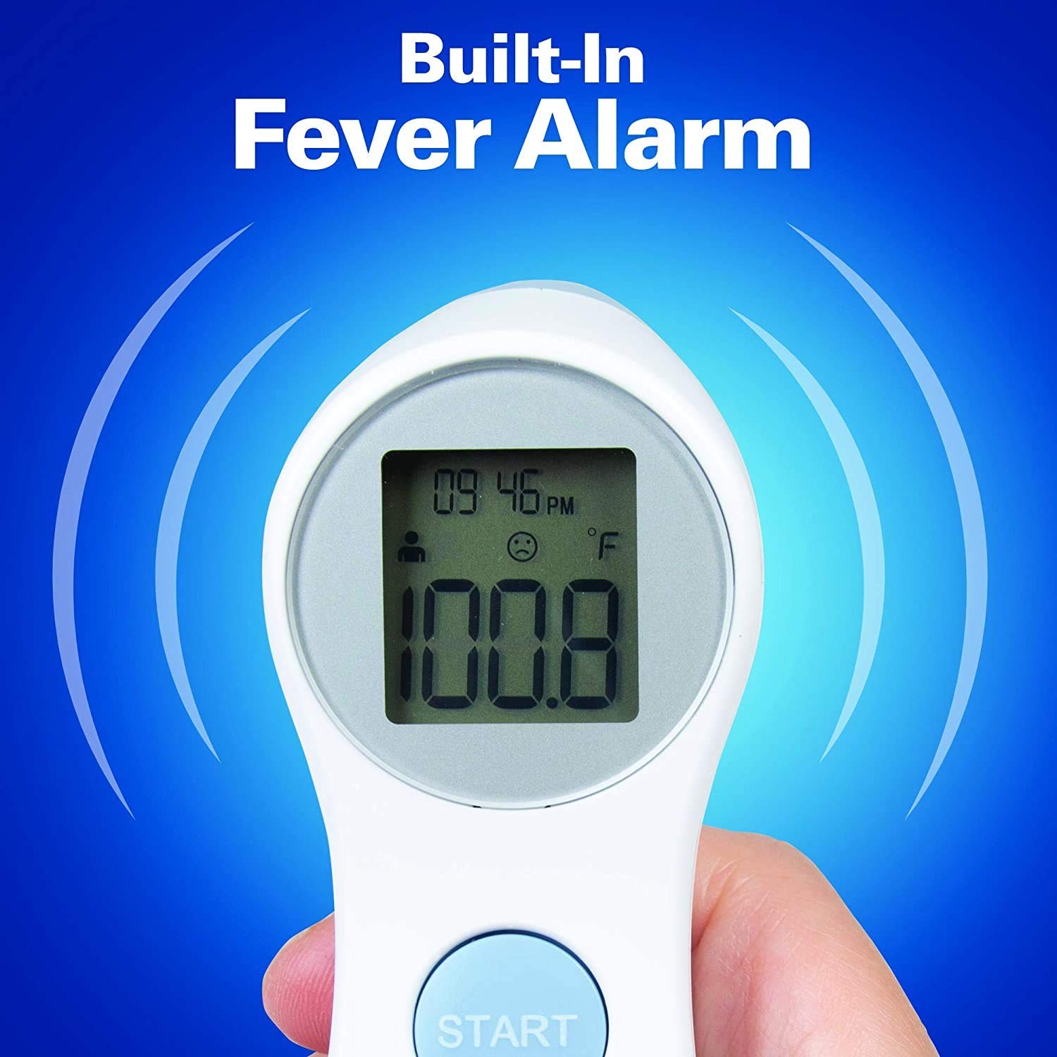 Digital Forehead Thermometer - Infrared - White (Body Temperature Reader, Lig...