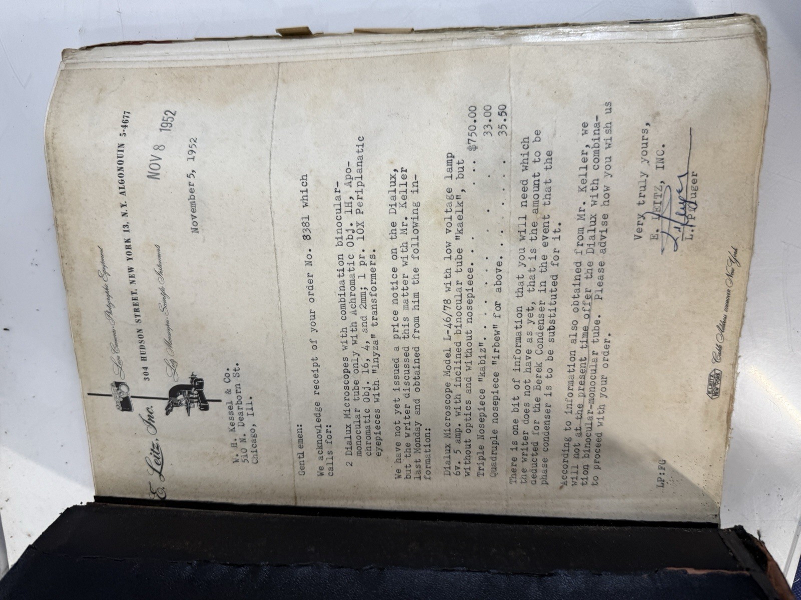 Vintage 1950s Leitz Microscope Binder Catalog Price Lists Ephemera Ernst Leitz