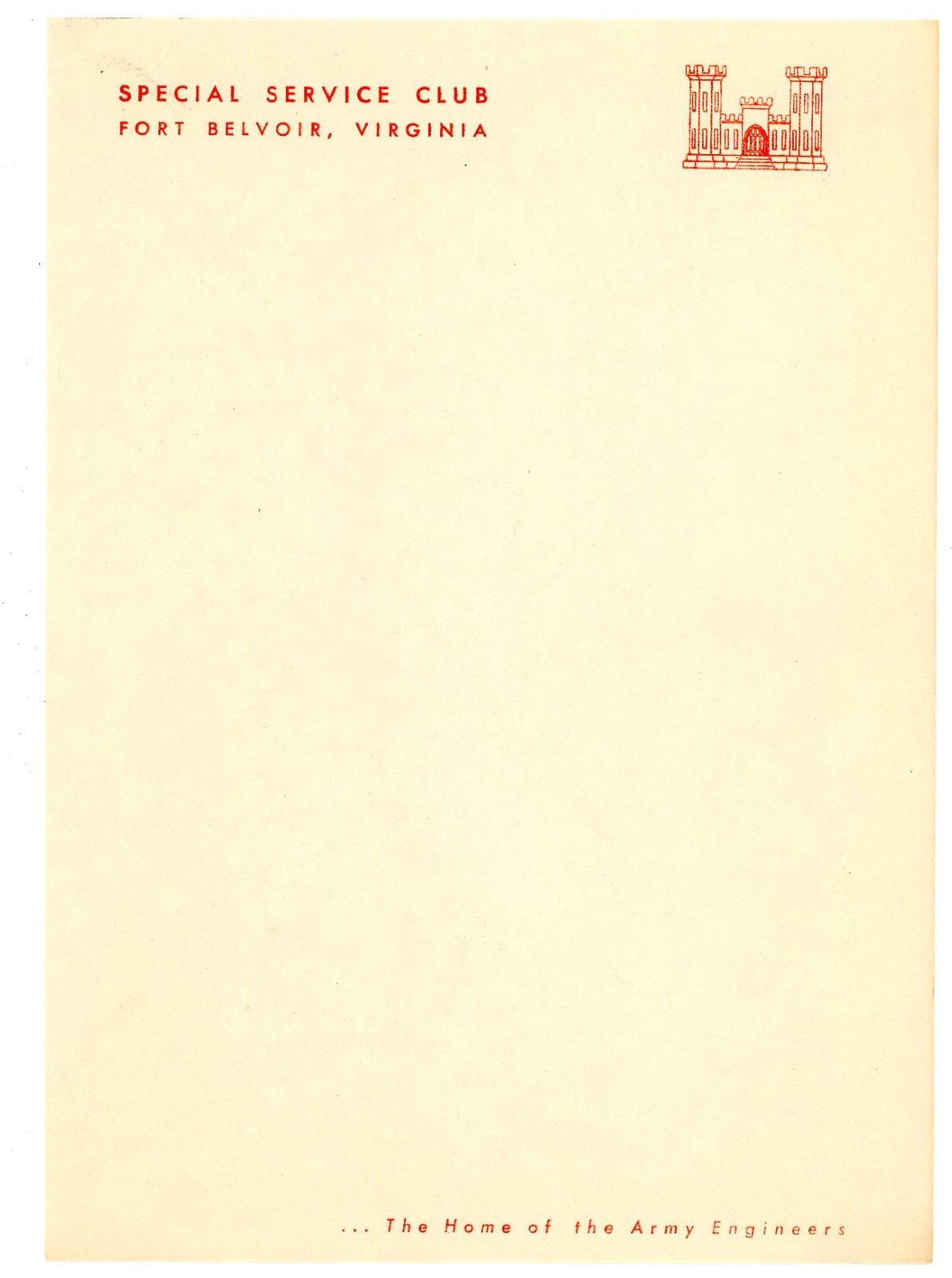 2 Fort Belvoir Virginia letterheads Special Service Club & Telephone Center