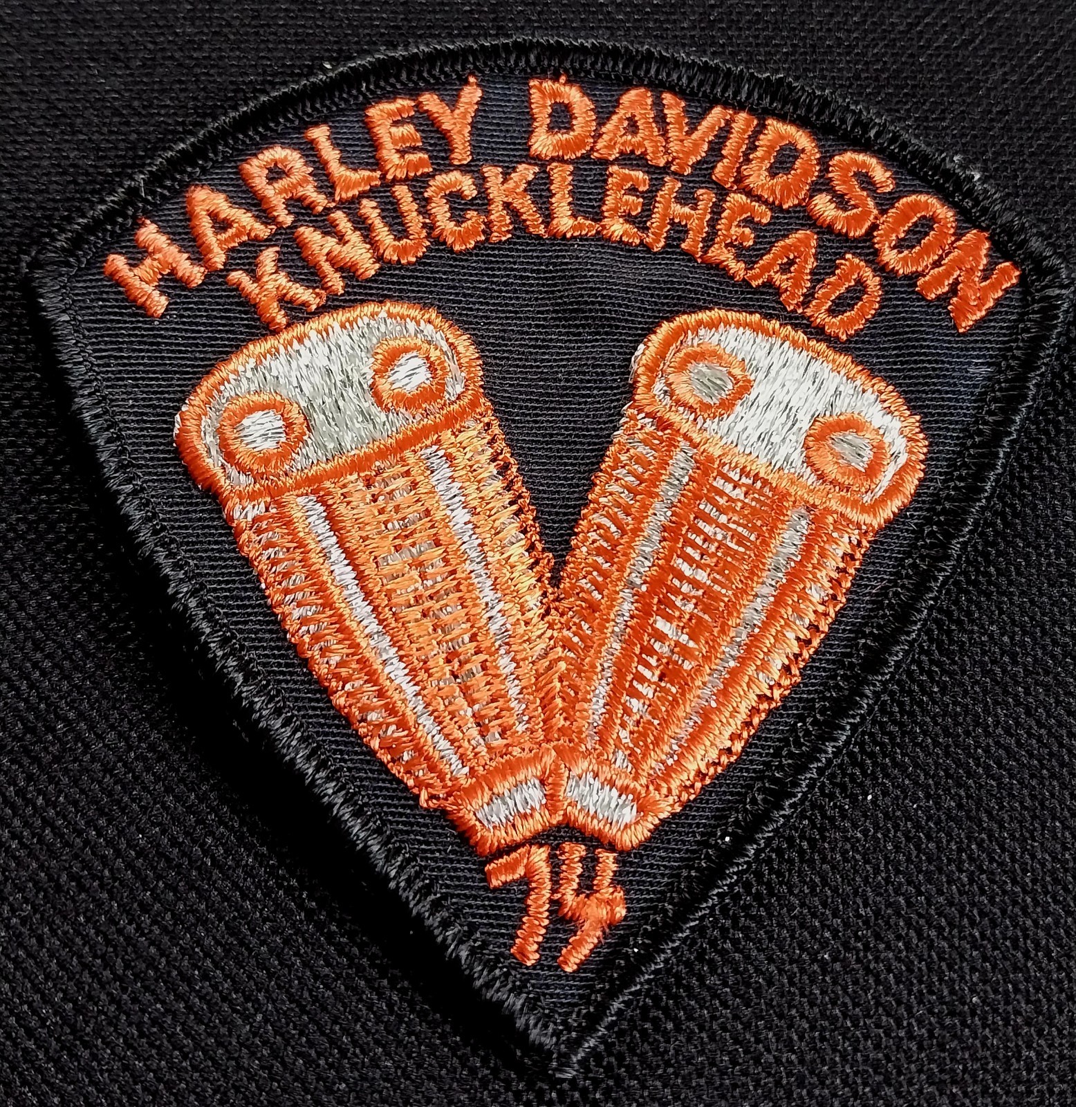 Vintage Authentic Original Harley-Davidson Knucklehead 74 Orange Biker Patch