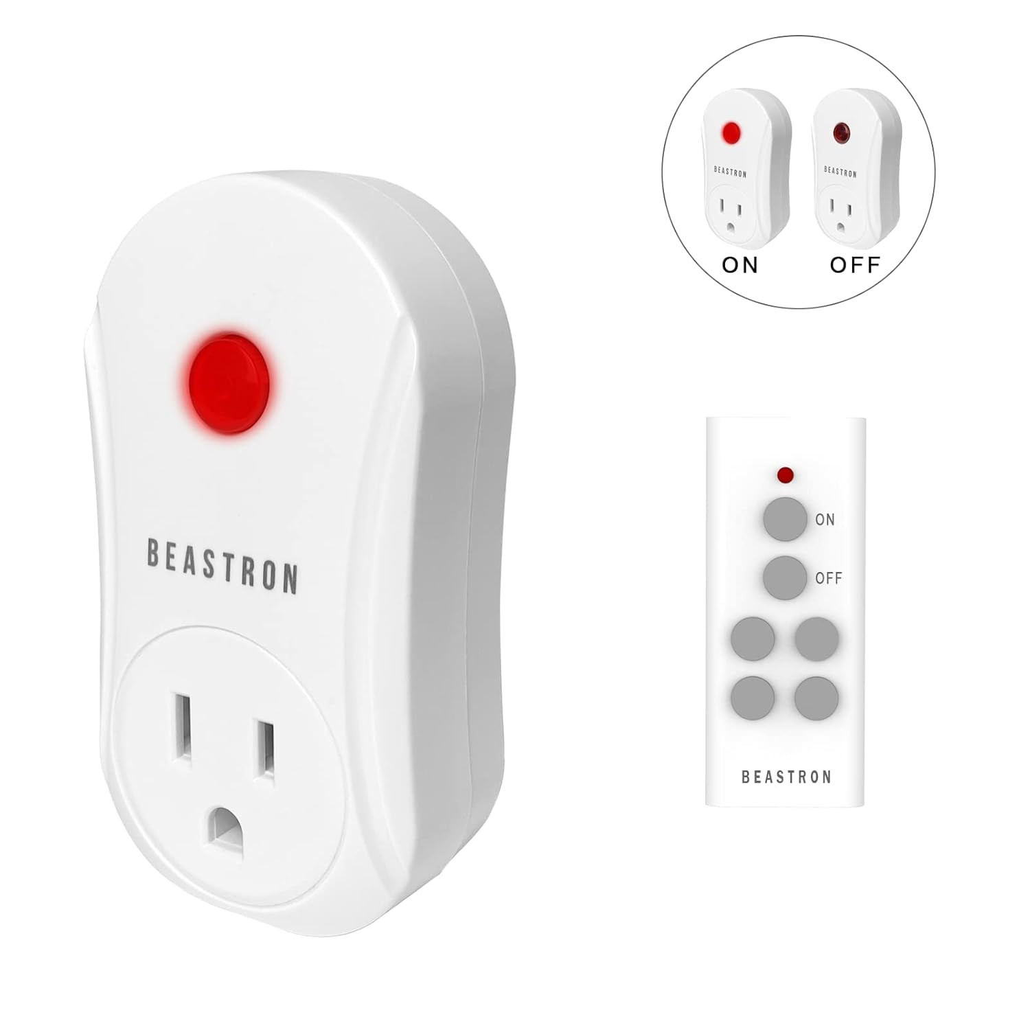 White Remote Controlled Outlet Wireless On Off Switch 100FT RF Range 1 Pack