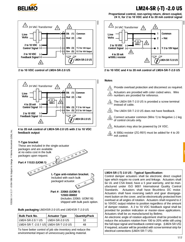 Belimo LM24-SR-2.0 US Actuator Damper - modulated (tested and working)