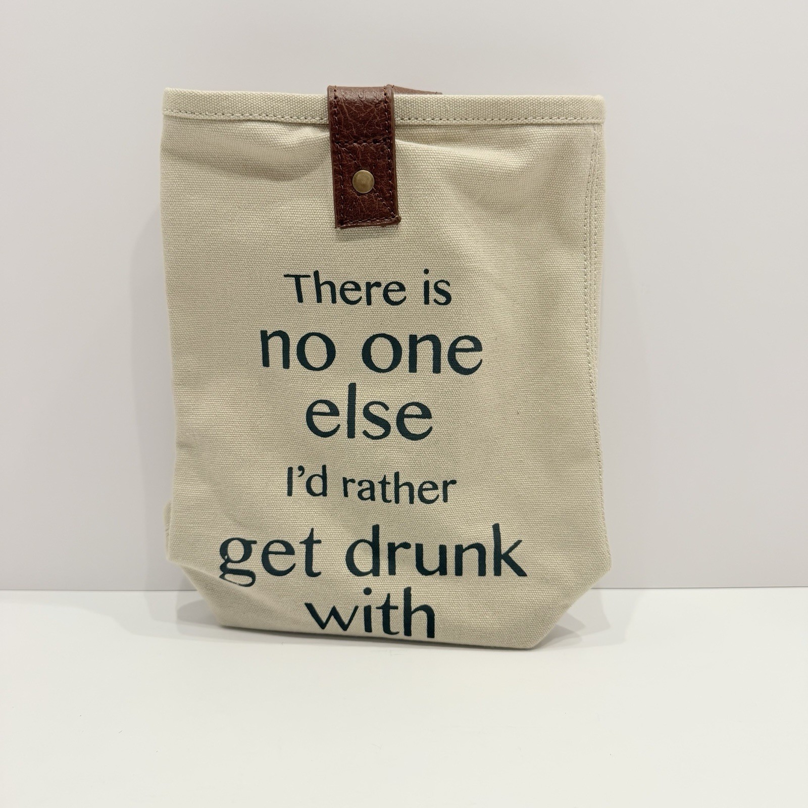 Mona B. Canvas Leather Wine Bag Printed Holds Two Bottles