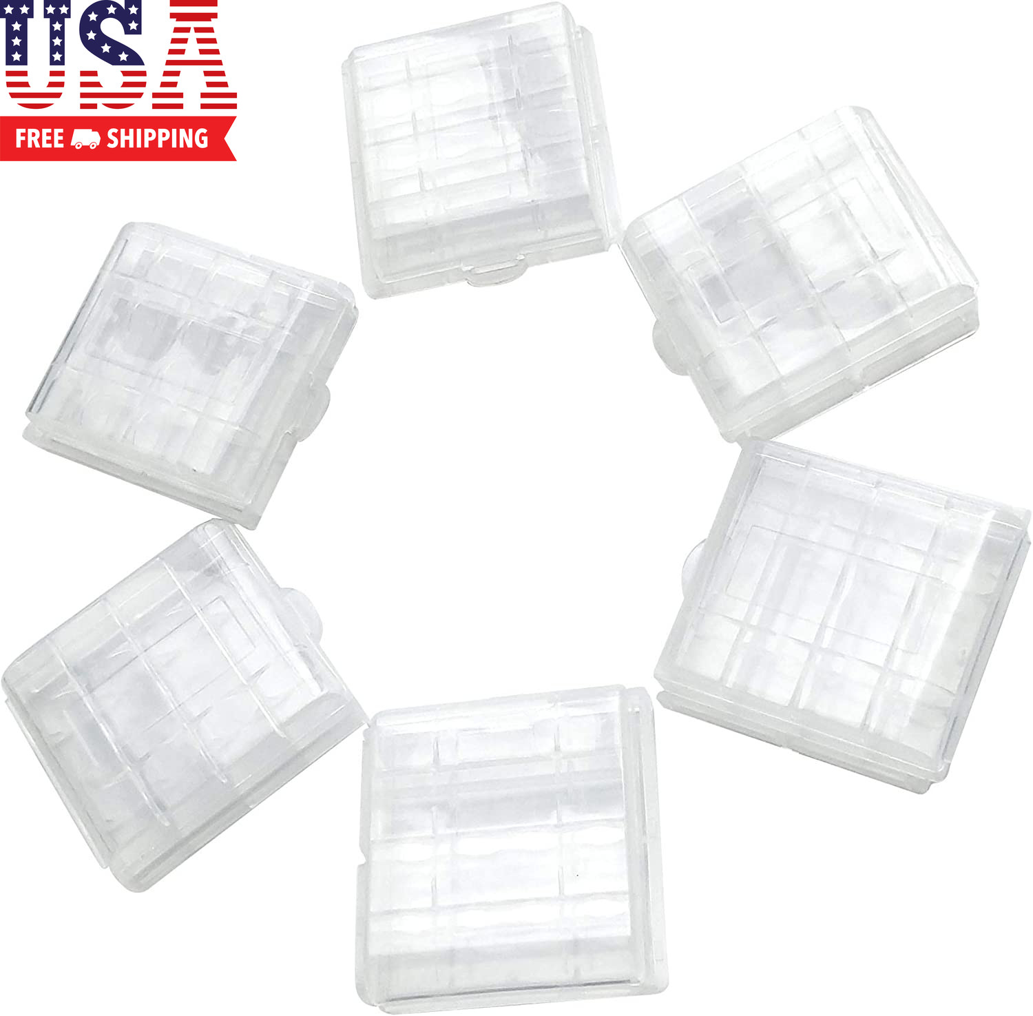 Battery Storage Case for AA/AAA, Battery Holder Box (6Pack Clear)