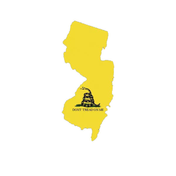New Jersey State Shaped Gadsden Flag Sticker Decal