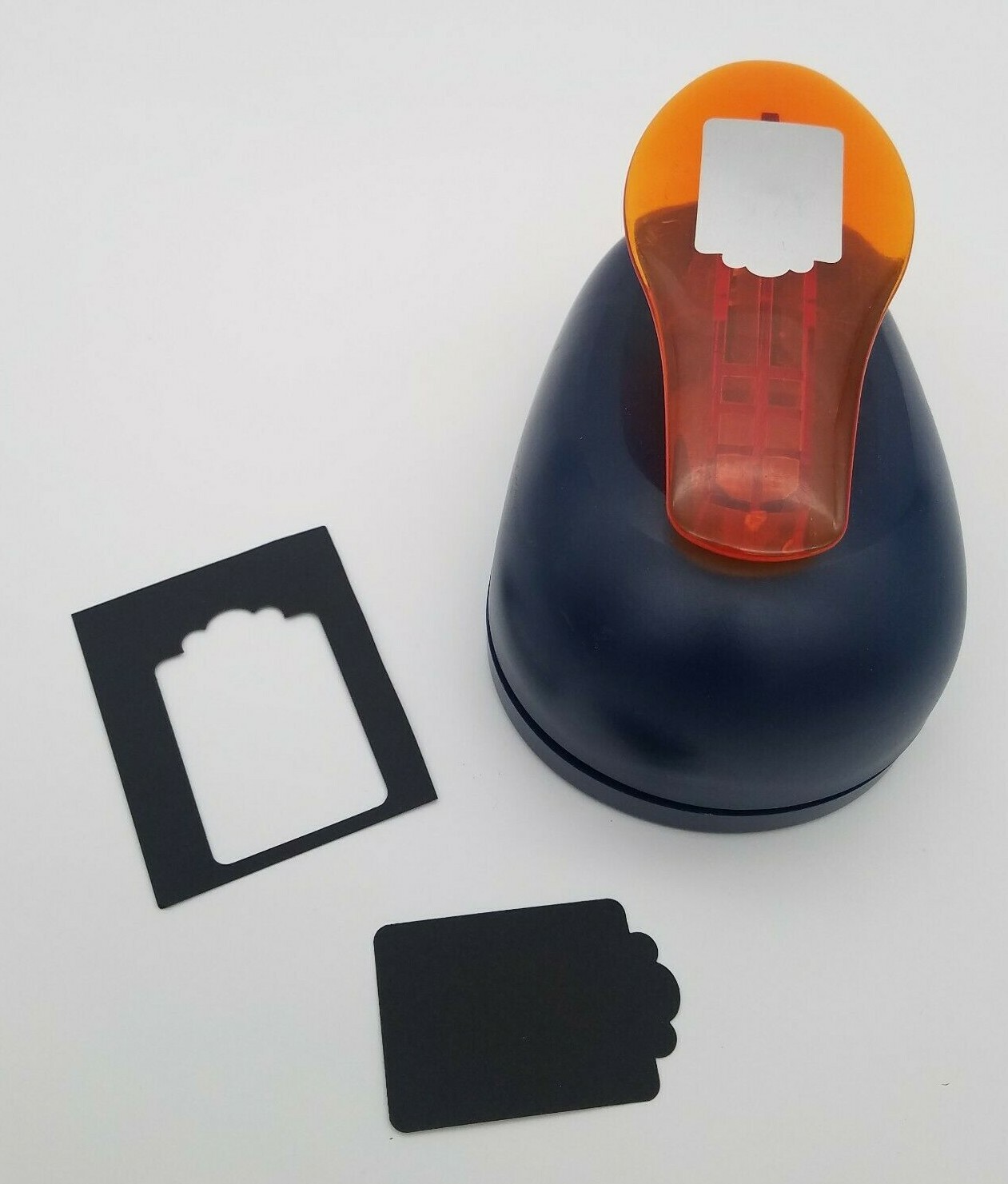 Fiskars Lever Paper Punch Tag 2 1/4" x 1 1/2"  Blue Orange