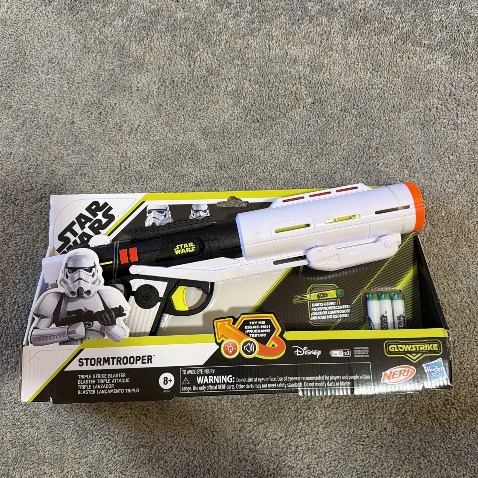 Star Wars Nerf Glowstrike Stormtrooper Triple Strike Blaster Disney Hasbro