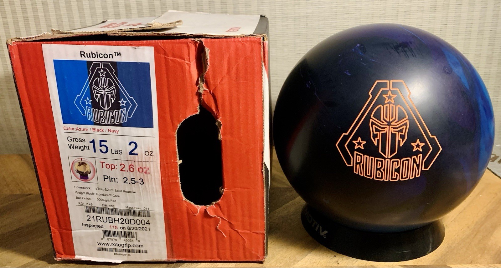 Roto Grip Rubicon Bowling Ball NIB Undrilled 1st Quality 15lbs 2oz | 2.5-3" NEW