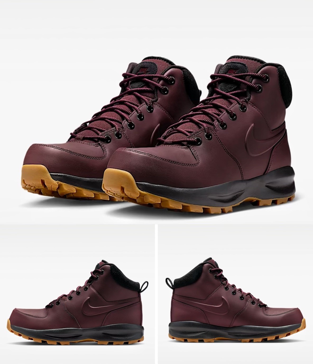 Nike Manoa Leather BootsBurgundy Crush HF7095-600 Men’s Size 9.5-12