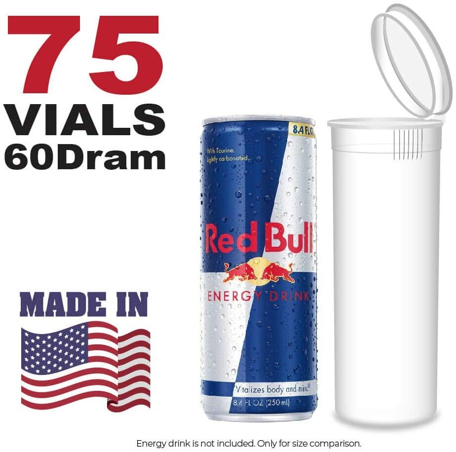 75 White Vials - 60 DRAM Pop Top Bottle - Smell Proof Containers