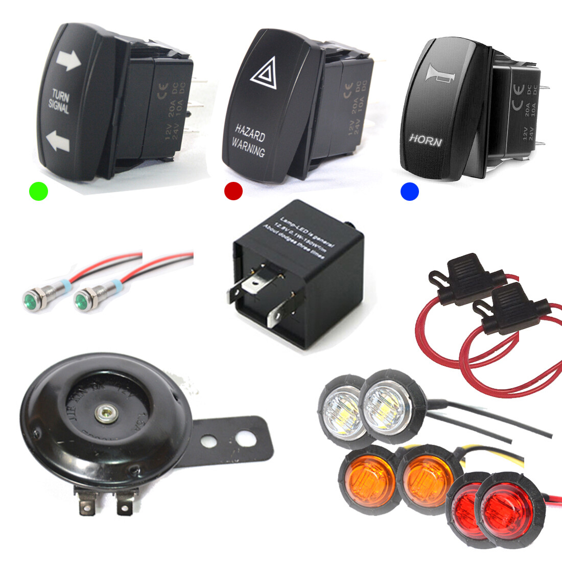DIY LED Rocker Switch Turn Signal And Horn Kit For Polaris Ranger Street Legal