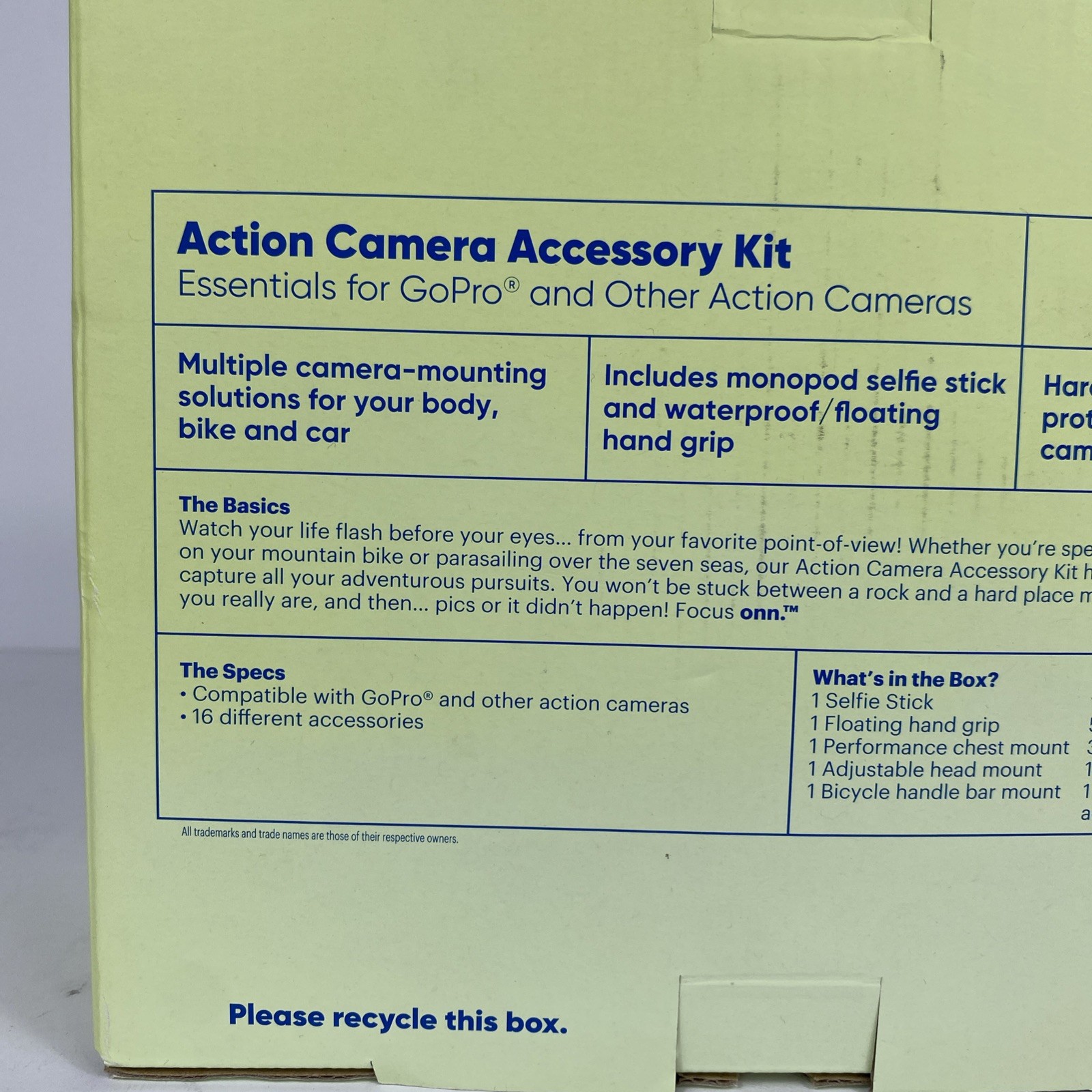 16 Piece Focus Onn. Action Camera Accessory Kit- Essentials for GoPro