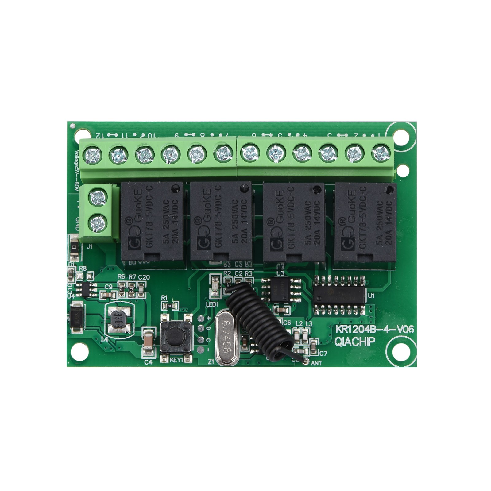 Long Range DC 4-Channel 443MHz Wireless RF Remote Control Relay Switch