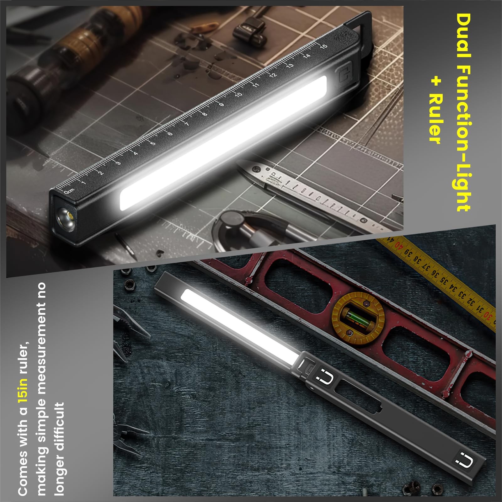 Magnetic Rechargeable Work Light with Display, 6 Modes 180° Adjustable, Hands...