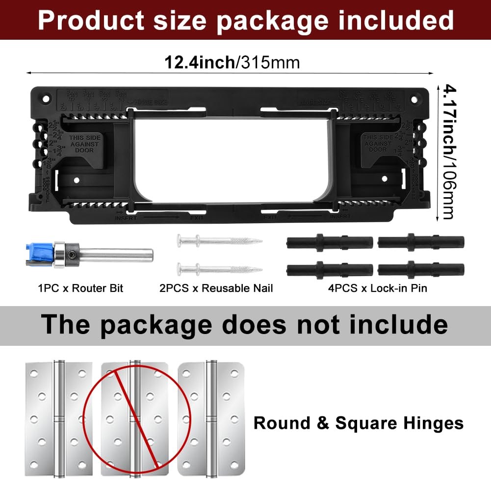 Door Hinge Jig Kit for Router, Adjustable Mortise Template Guide
