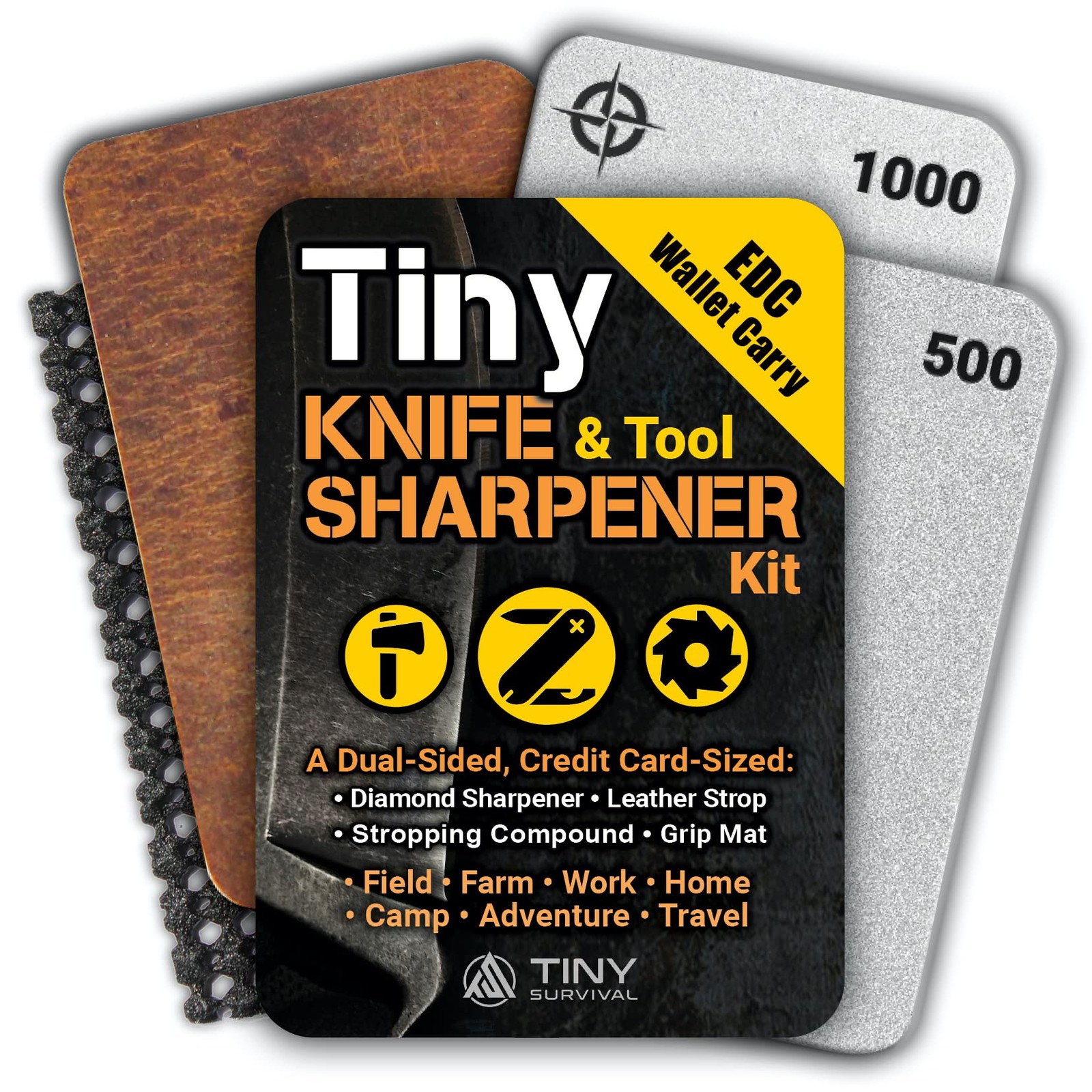 Tiny Survival Knife & Tool Sharpener Kit Ultimate 4in1 Edc Kit Doublesided Dual