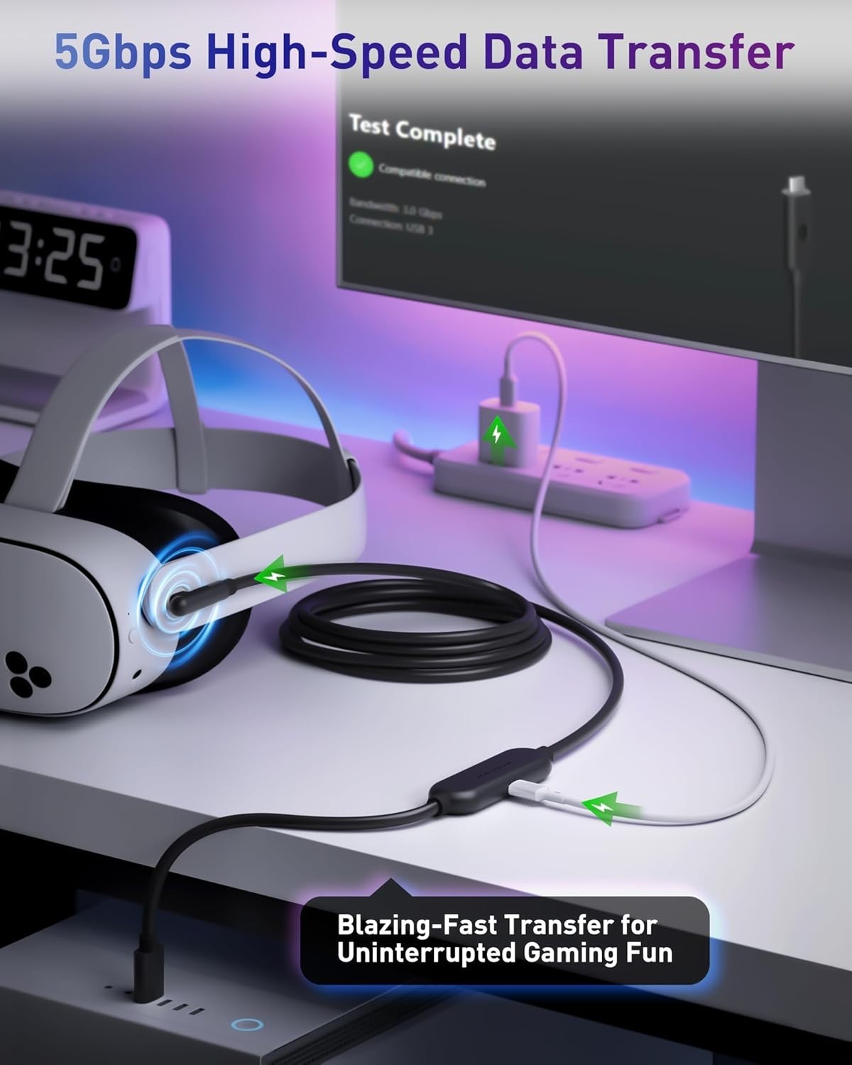 VR Charging Link Cable 16FT – Charge While Playing PC VR, USB 3.0 Stable Data...
