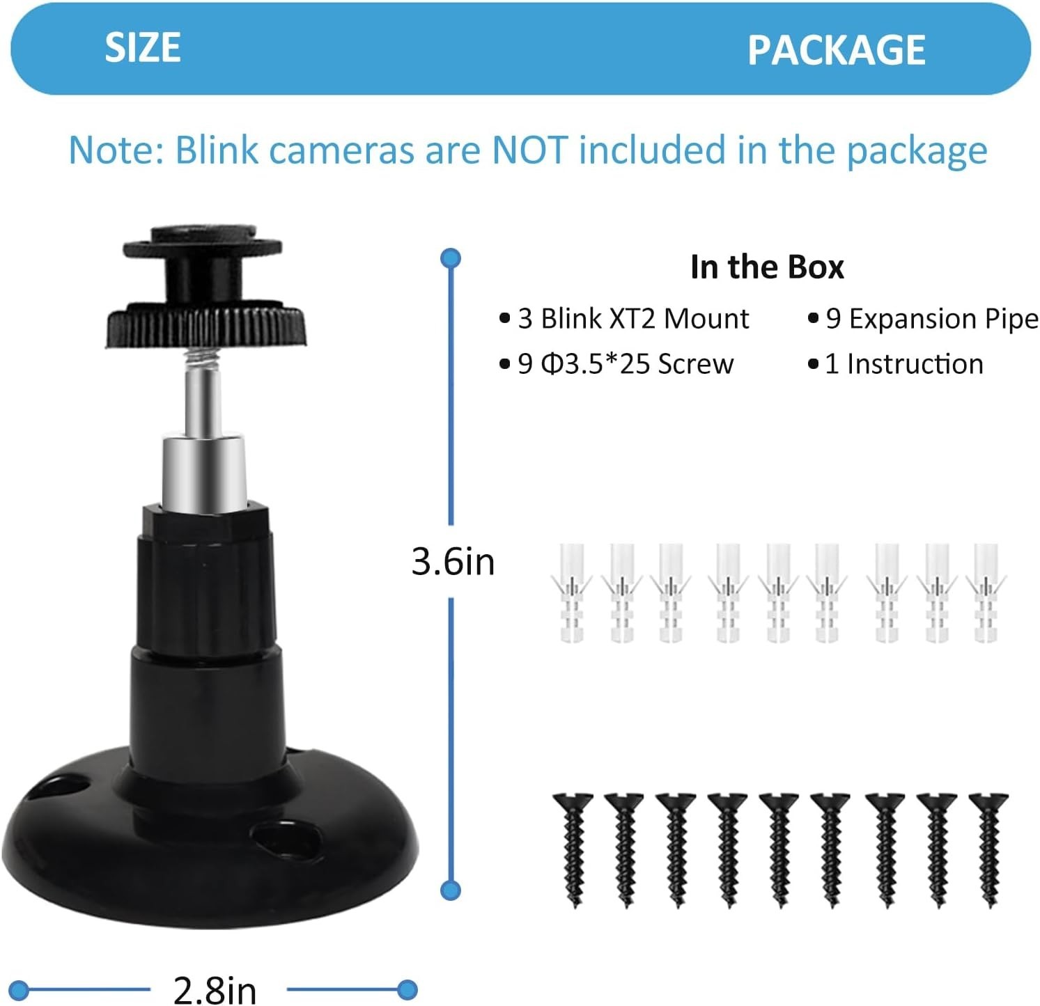 3X Blink XT/2 In/Outdoor Camera Wall Mount Bracket Protective Adjustable Holder