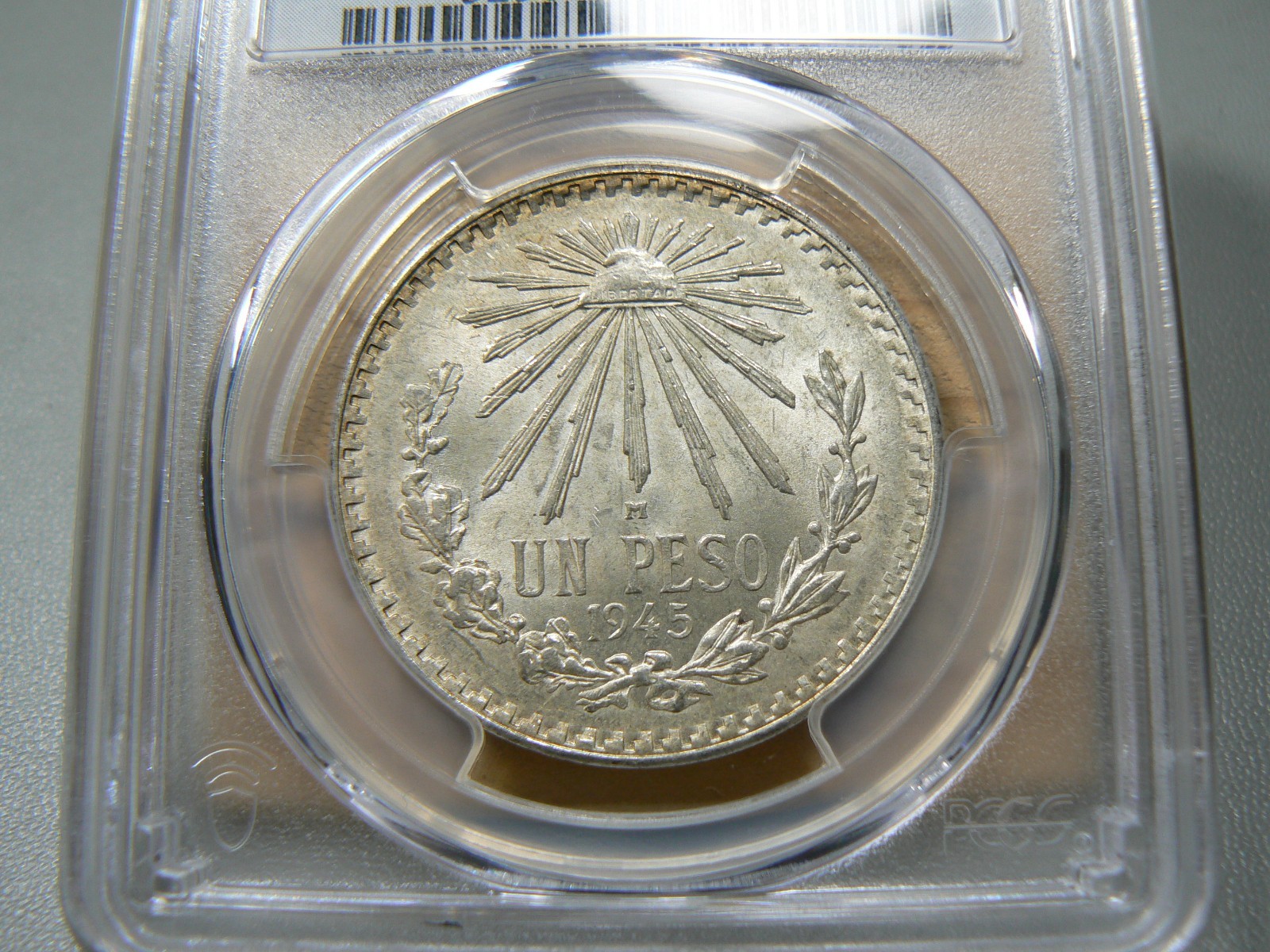 Mexico 1945-M Peso PCGS MS65