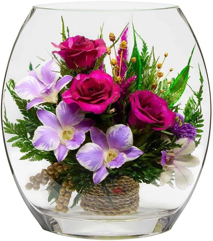 Luxury Orchid Arrangement | Preserved Orchids in Glass Vase | Long-Lasting Fl...