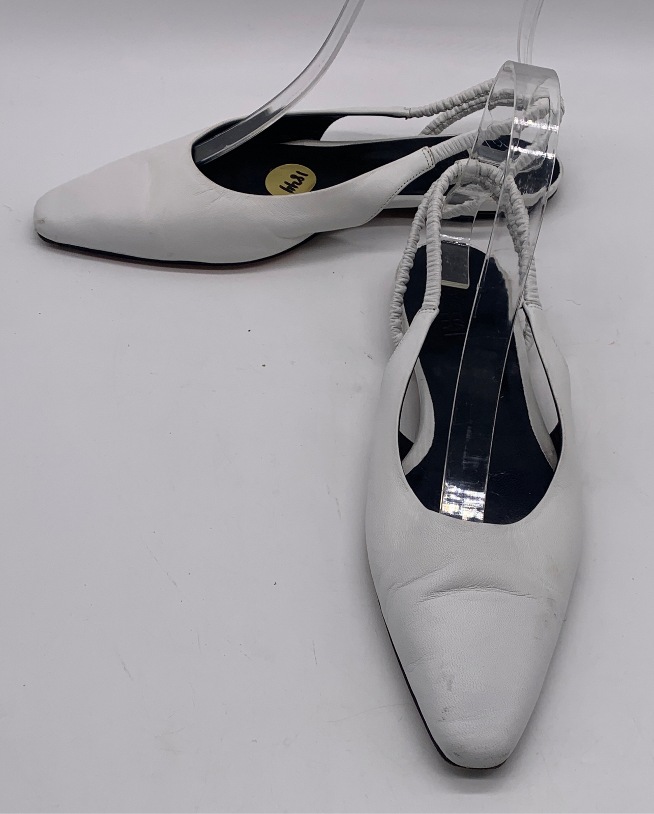 Rosetta Getty Womens White leather Square Toe Slingback Flats sz 36 us 6