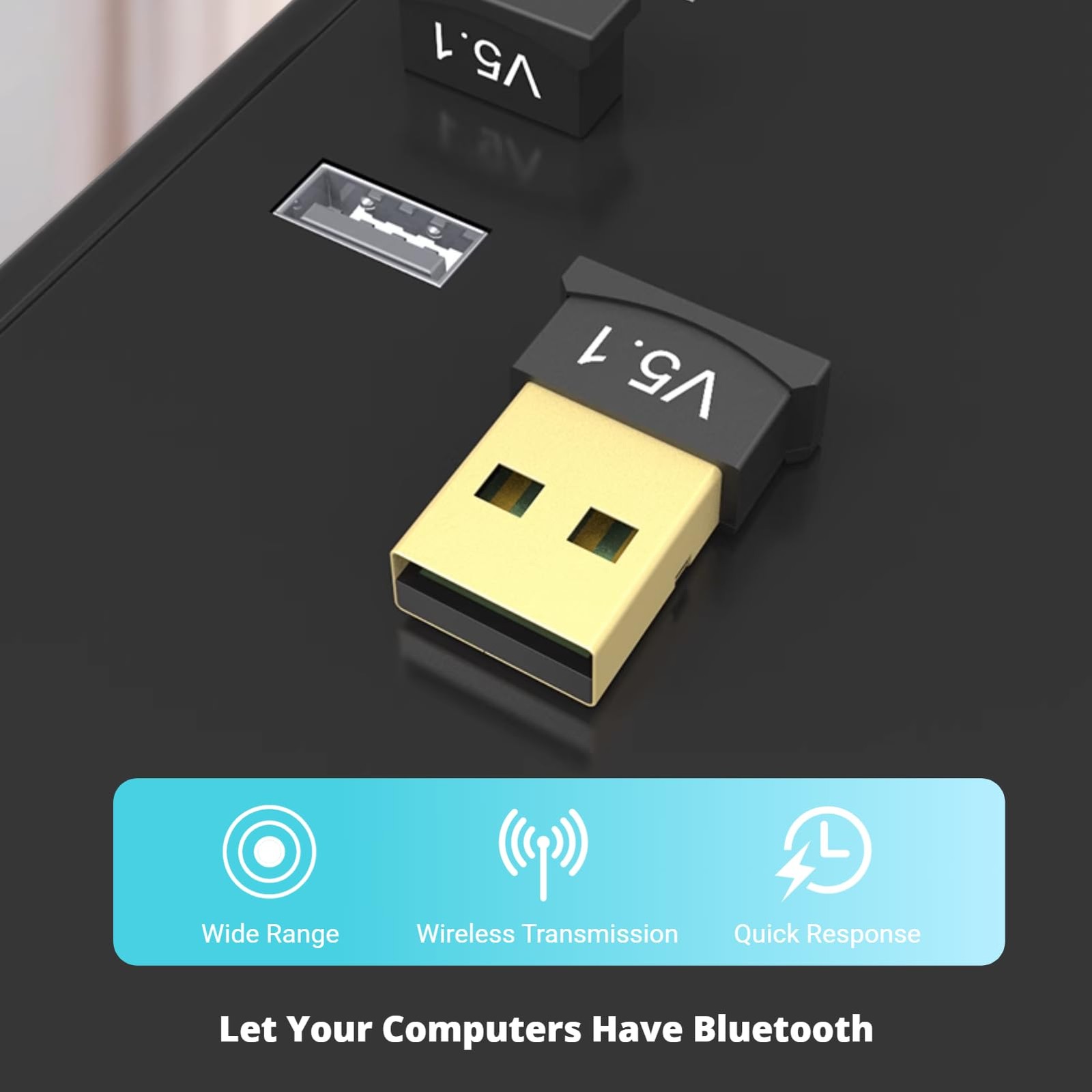 USB Bluetooth Adapter, Driver Long Range Bluetooth 5.1 Dongle Receiver for PC...