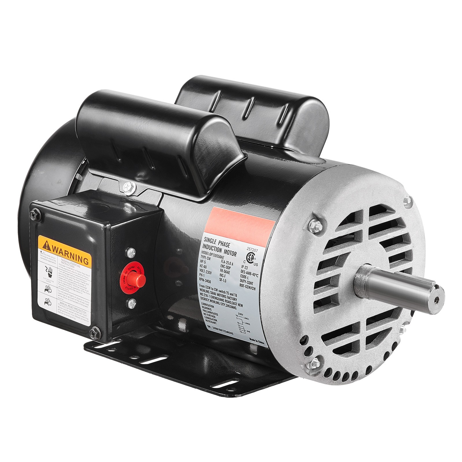 Uimoso 5HP Air Compressor Electric Motor 230V 3450RPM 56Hz Frame CW/CCW Rotation