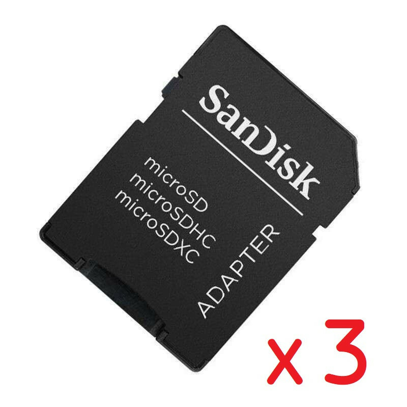3x SanDisk Micro SD to SD Card Adapters + Hard Case – New