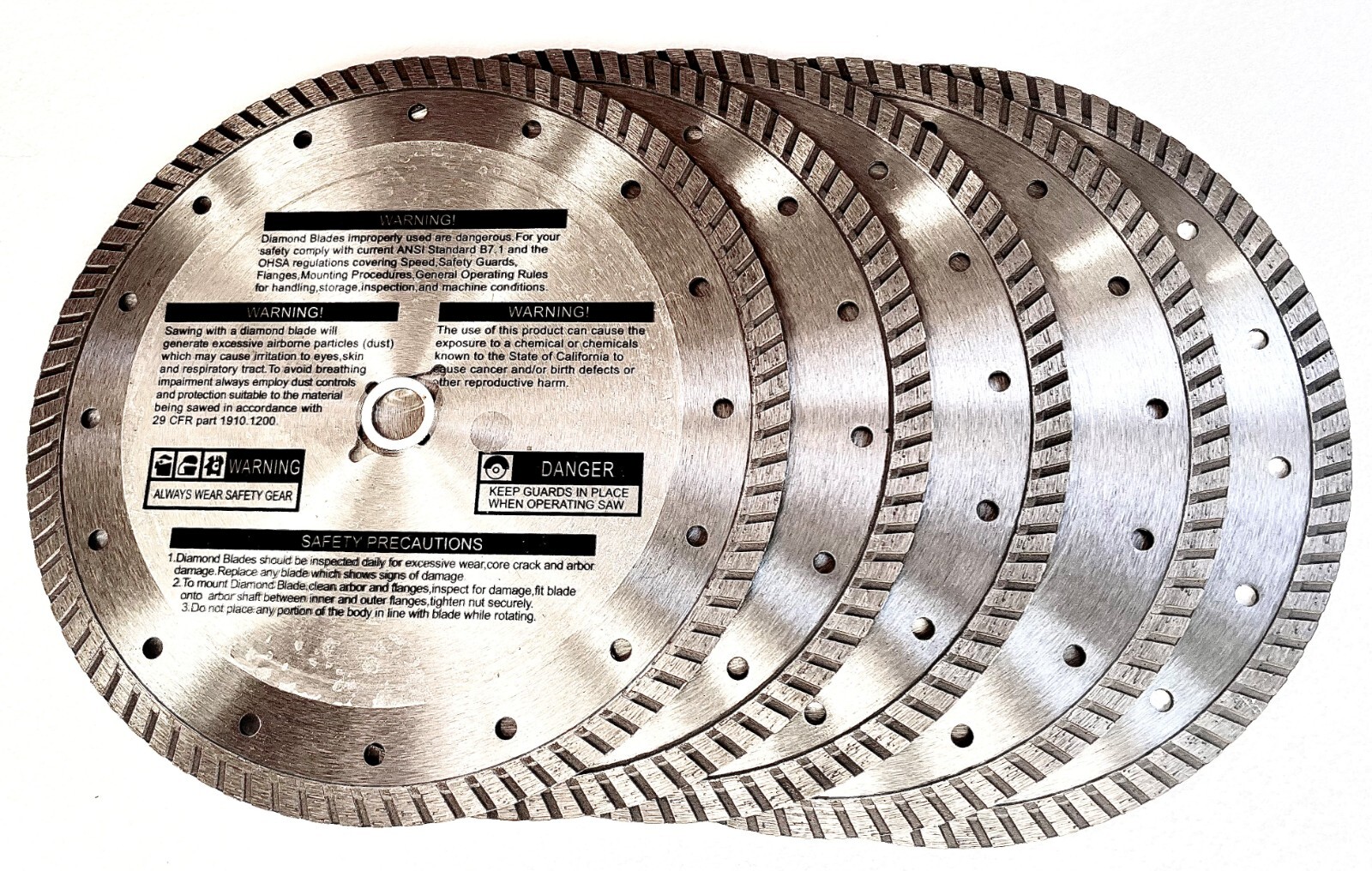 10" Diamond Saw Blade All Purpose 12mm turbo for Concrete/masonry/stone (5pk)