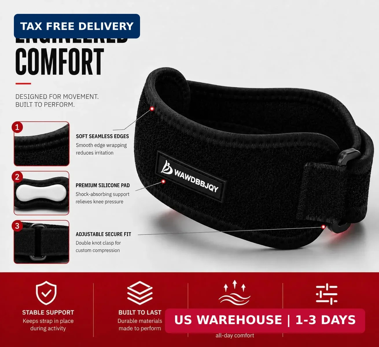 2 pc,Patellar Tendon Support Strap for Knee Pain Relief | Adjustable, Knee Strap