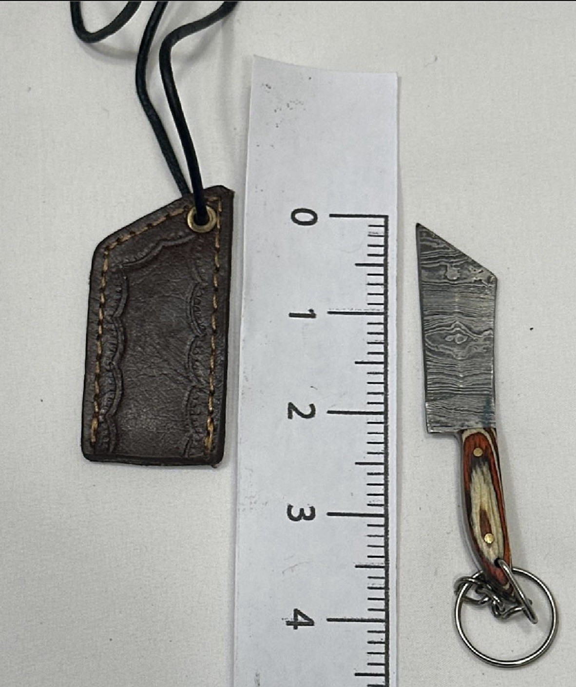 LOT OF 6 HANDMADE Premium Damascus, Pocket Knife, Key-chain Necklace, Leather