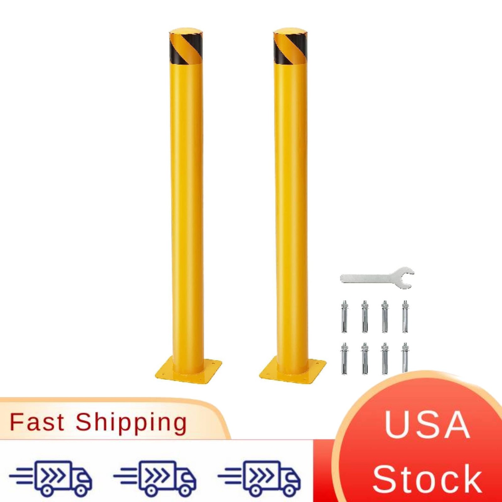 Two‑Pack Bollard Post Acts As Safety Bollard,42 Inch High And 4.5 Inch Diameter
