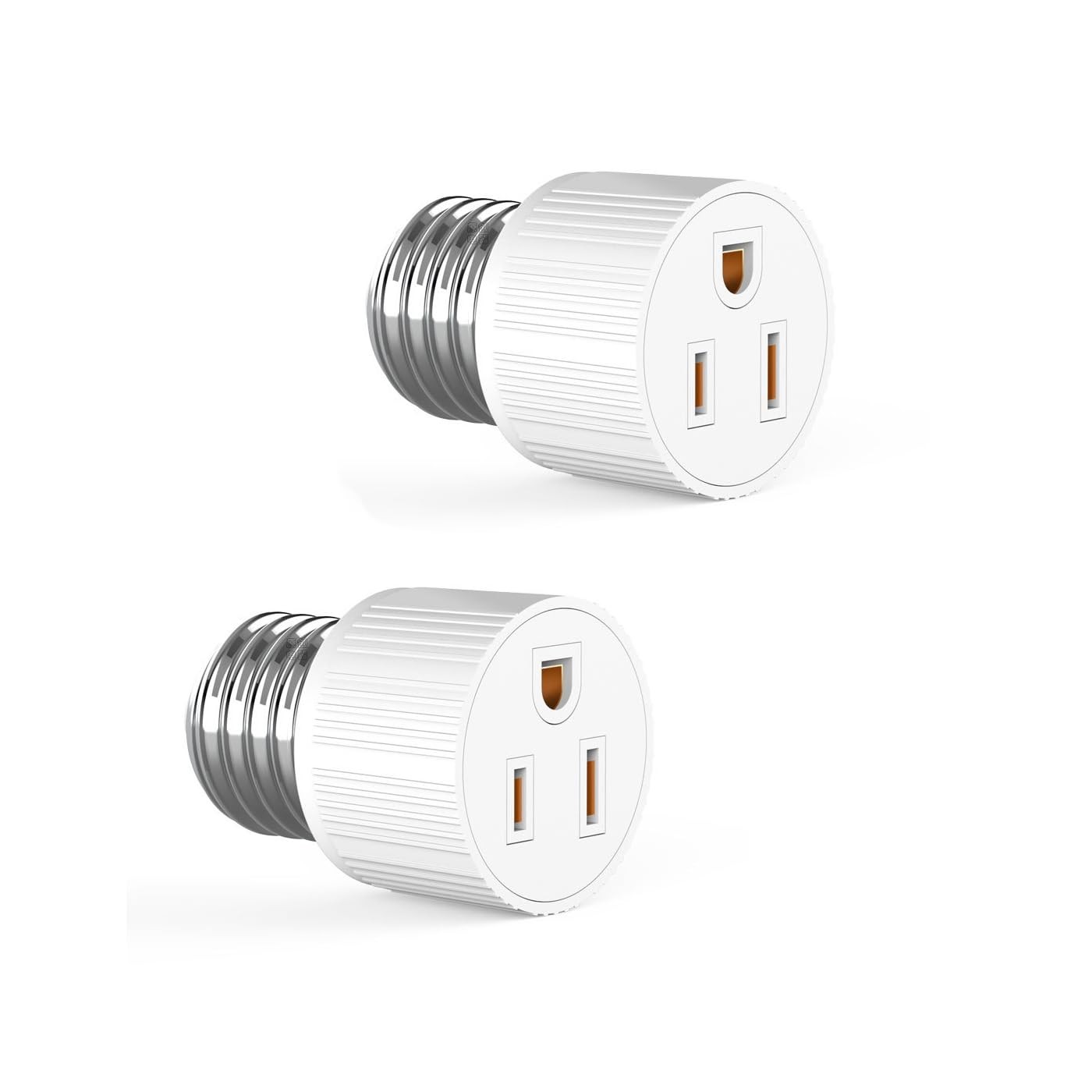 E26 3-Prong Outlet Adapter 2-Pack Socket Plug Adapter with Light Socket