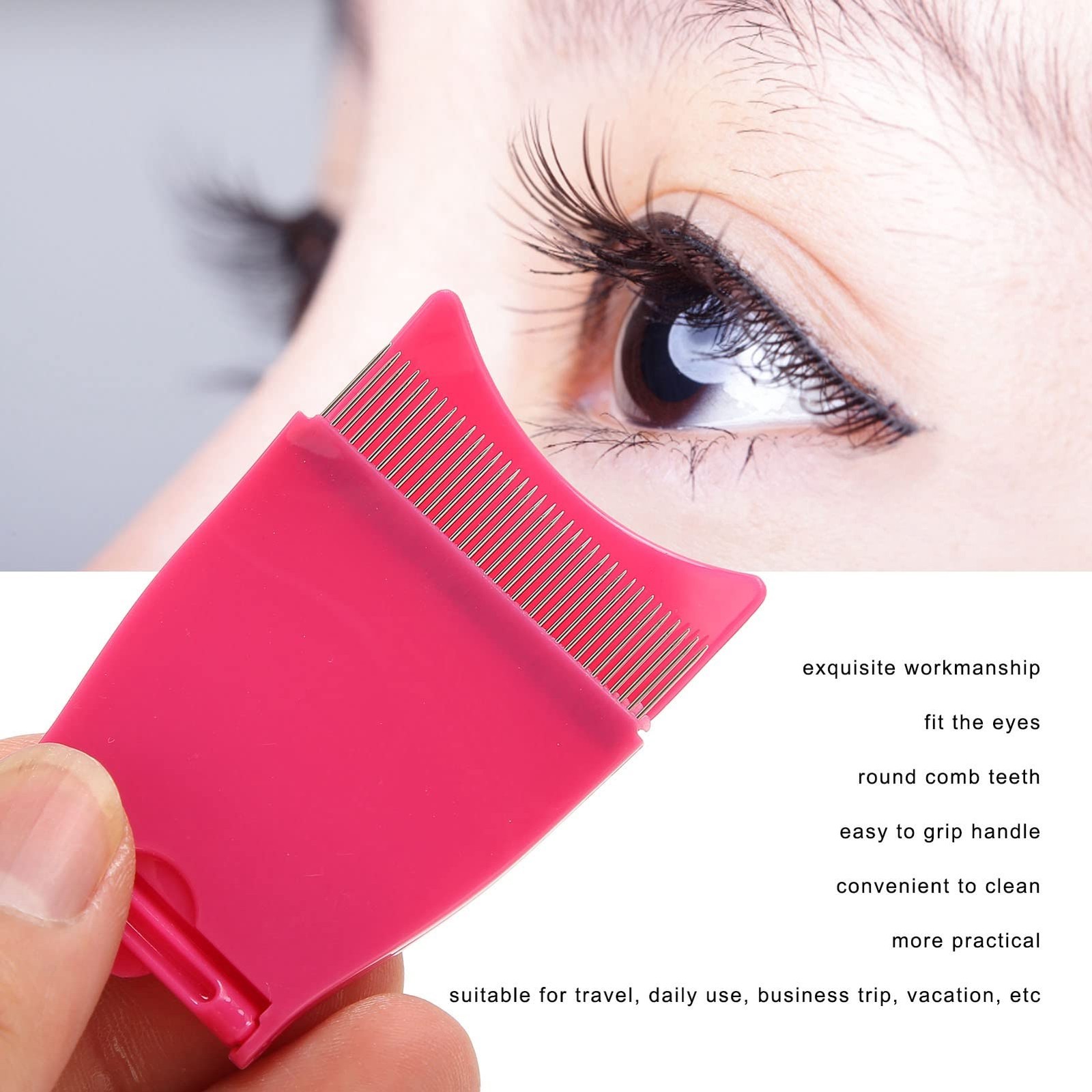 2pcs Eyelash Comb Separator Portable Folding Grooming Tool Mascara Brush Groo...