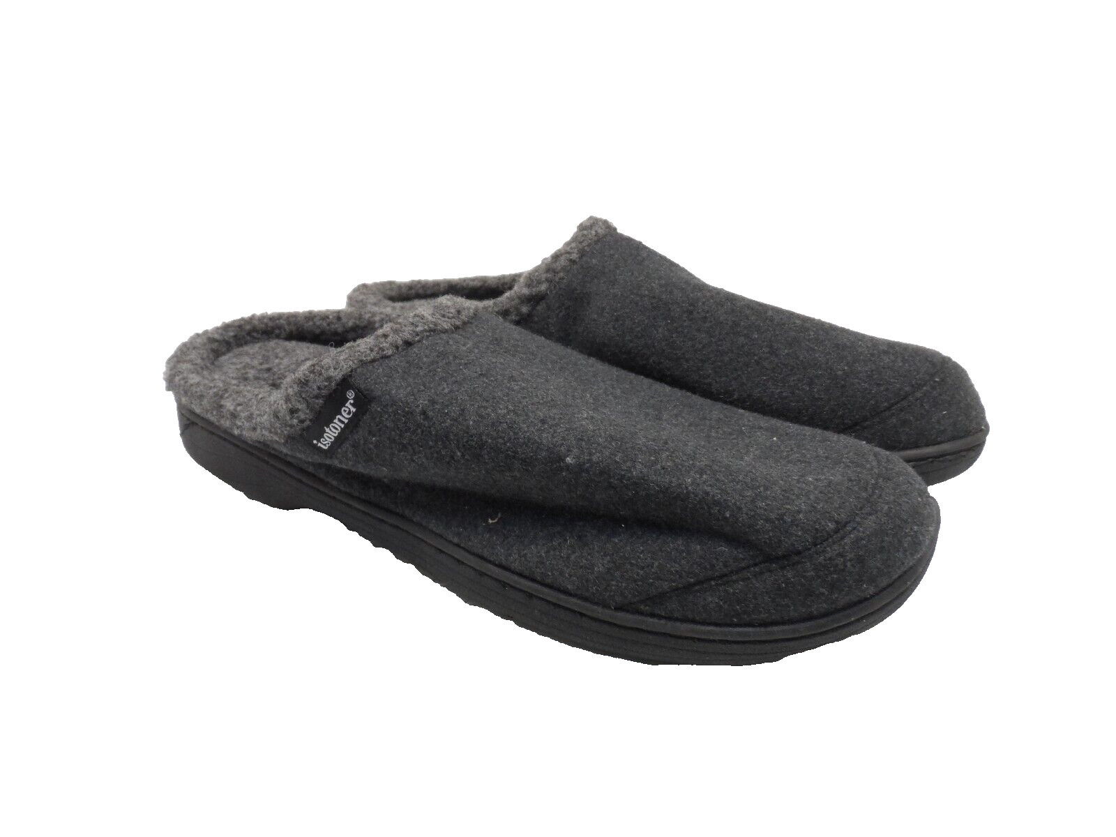 Isotoner Men's Slip-On Hoodback Slipper for Indoor/Outdoor Grey Size 9.5-10.5