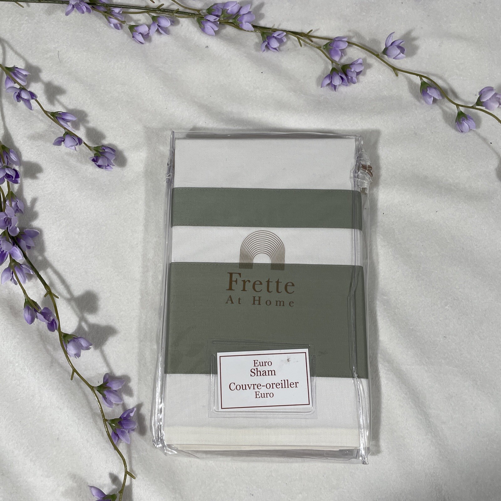 NIB [ 1 Euro ] Pillow Sham for Frette At Home Brenta in  Ivory / Sage Green #520